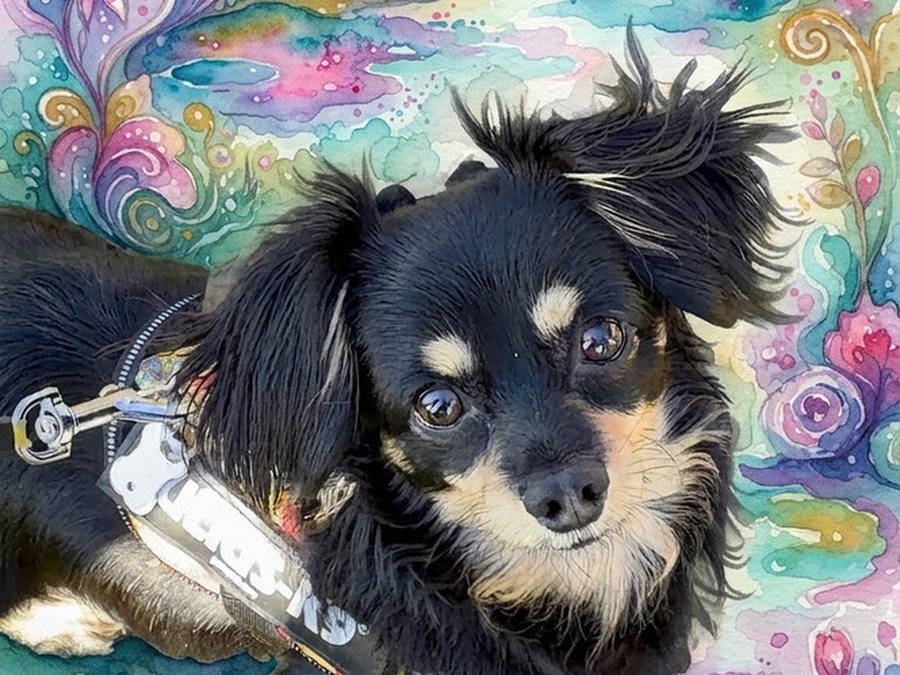 黒い毛の犬の写真